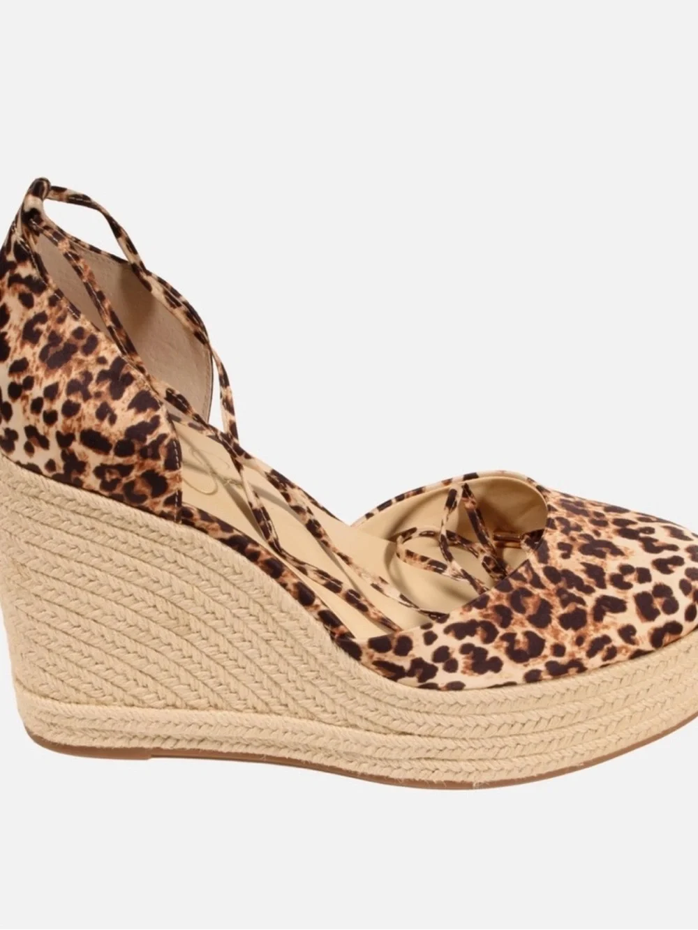 Leopard Print Espadrille Wedge Sandals with Ankle Tie